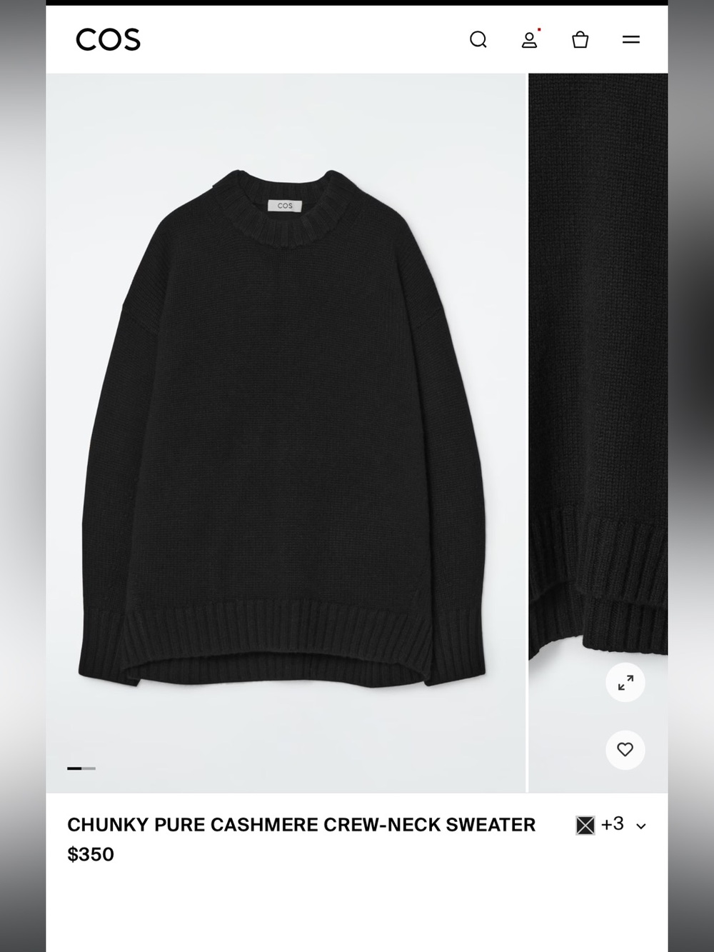 Cos CHUNKY PURE CASHMERE CREW-NECK SWEATER